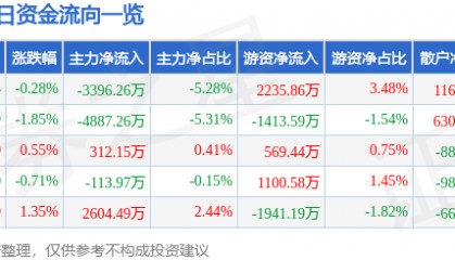 股票行情快报：软通动力（301236）6月11日主力资金净卖出3396.26万元