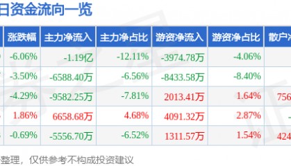 股票行情快报：拓维信息（002261）1月3日主力资金净卖出1.19亿元
