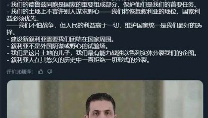 叙利亚领导人：以色列试图分裂叙利亚，将叙利亚拖入战争