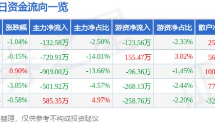 股票行情快报：新华传媒（600825）5月28日主力资金净卖出132.58万元
