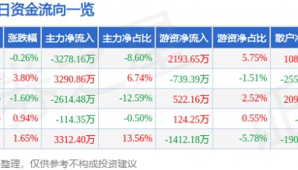股票行情快报：新华传媒（600825）3月20日主力资金净卖出3278.16万元