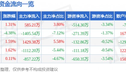 股票行情快报：徐家汇（002561）11月25日主力资金净买入585.21万元