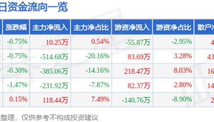 股票行情快报：双箭股份（002381）6月18日主力资金净买入10.25万元