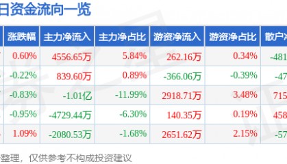 股票行情快报：软通动力（301236）4月18日主力资金净买入4556.65万元