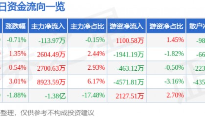 股票行情快报：软通动力（301236）6月6日主力资金净卖出113.97万元