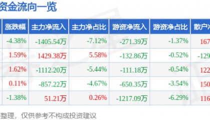 股票行情快报：徐家汇（002561）11月22日主力资金净卖出1405.54万元