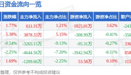 股票行情快报：洪都航空（600316）1月20日主力资金净买入611.31万元