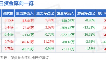 股票行情快报：双箭股份（002381）6月12日主力资金净买入118.44万元