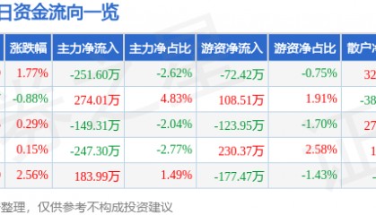 股票行情快报：新华传媒（600825）6月9日主力资金净卖出251.60万元